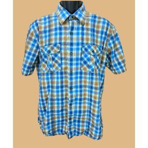 Johnston & Murphy Mens Slim Fit Short Sleeve Plaid Shirt Large